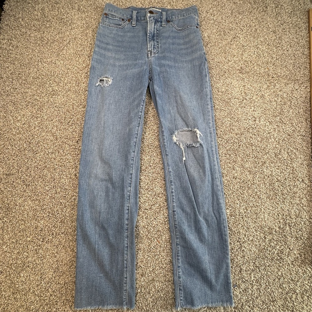 Madewell Perfect Vintage Jeans Womens 26 Blue Light Wash Raw Hem 27" Inseam